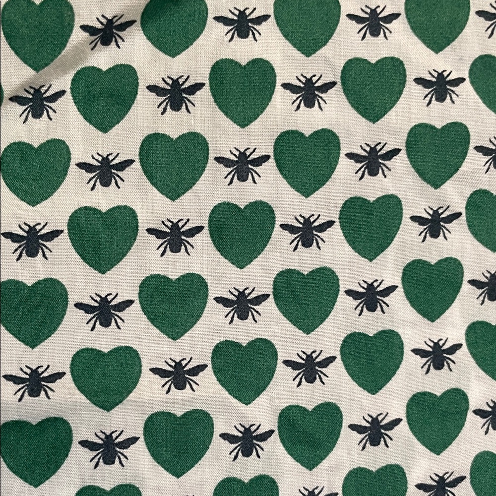 J. Crew Green White Heart Bee insect Patterned Women’s collared Shirt size 0 XS - Picture 5 of 8
